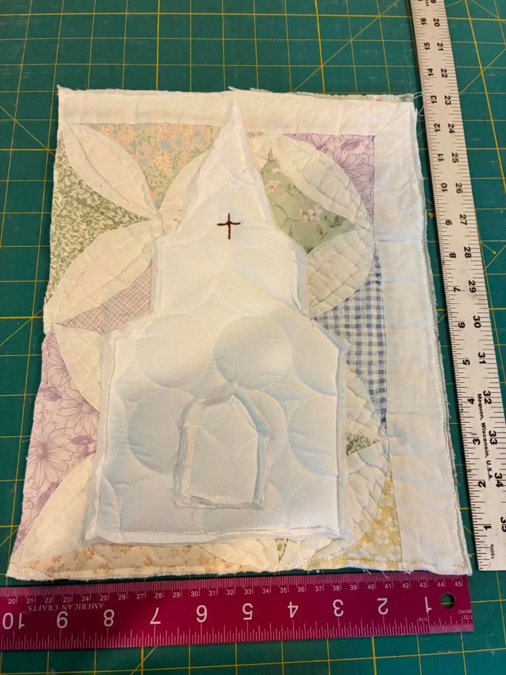 Vintage Church Quilt Square Suitable for Framing